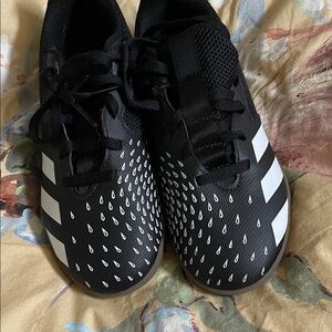 Adidas Kids Black indoor soccer sneakers  with White Accents